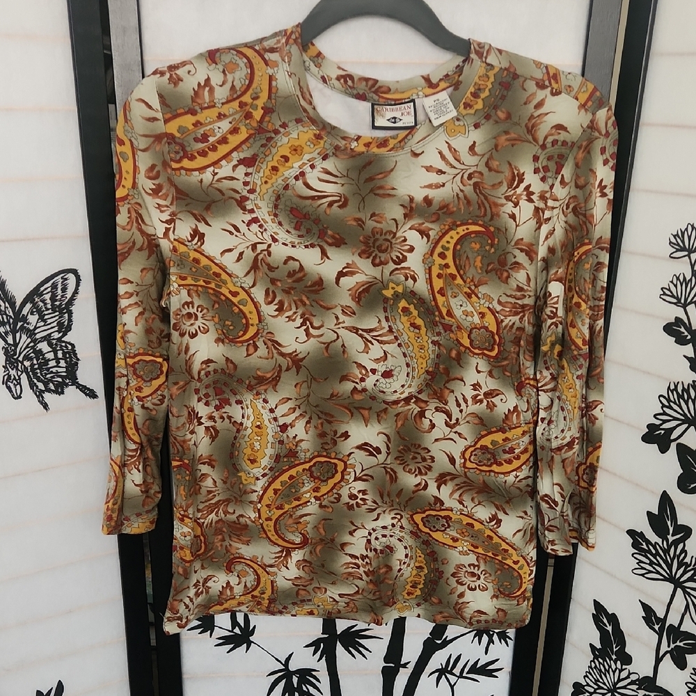 Caribbean Joe Paisley Print Women's Top